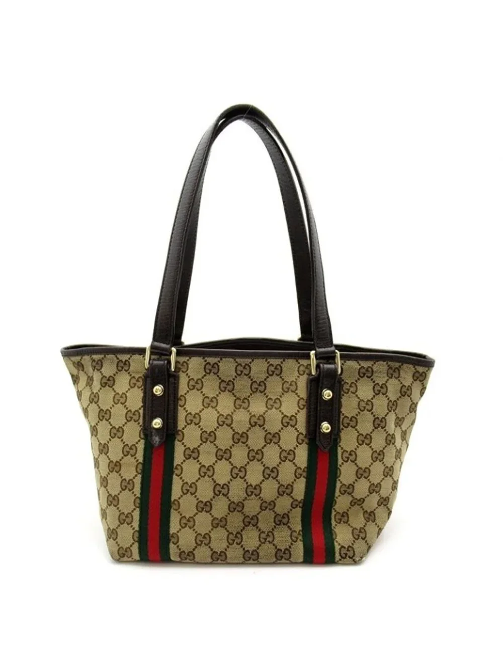Gucci Sherry Line Tote GG Canvas Leather Beige